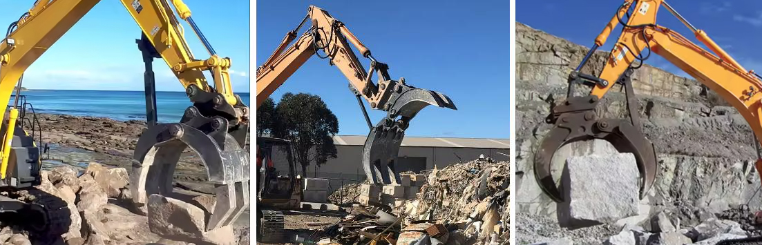 Fotos reales de aplicación de la Garra Mecánica para Excavadora
